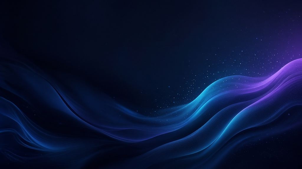 Ondas abstractas azul profundo con destellos cian y violeta